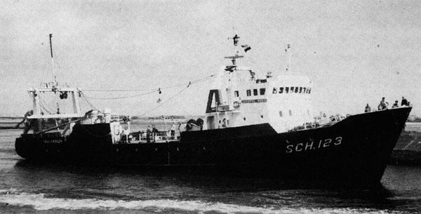 Mijn 24ste schip ook in 1974-75: SCH 123, de JOHANNA MARIA: Klik op de foto voor informatie en een vergroting